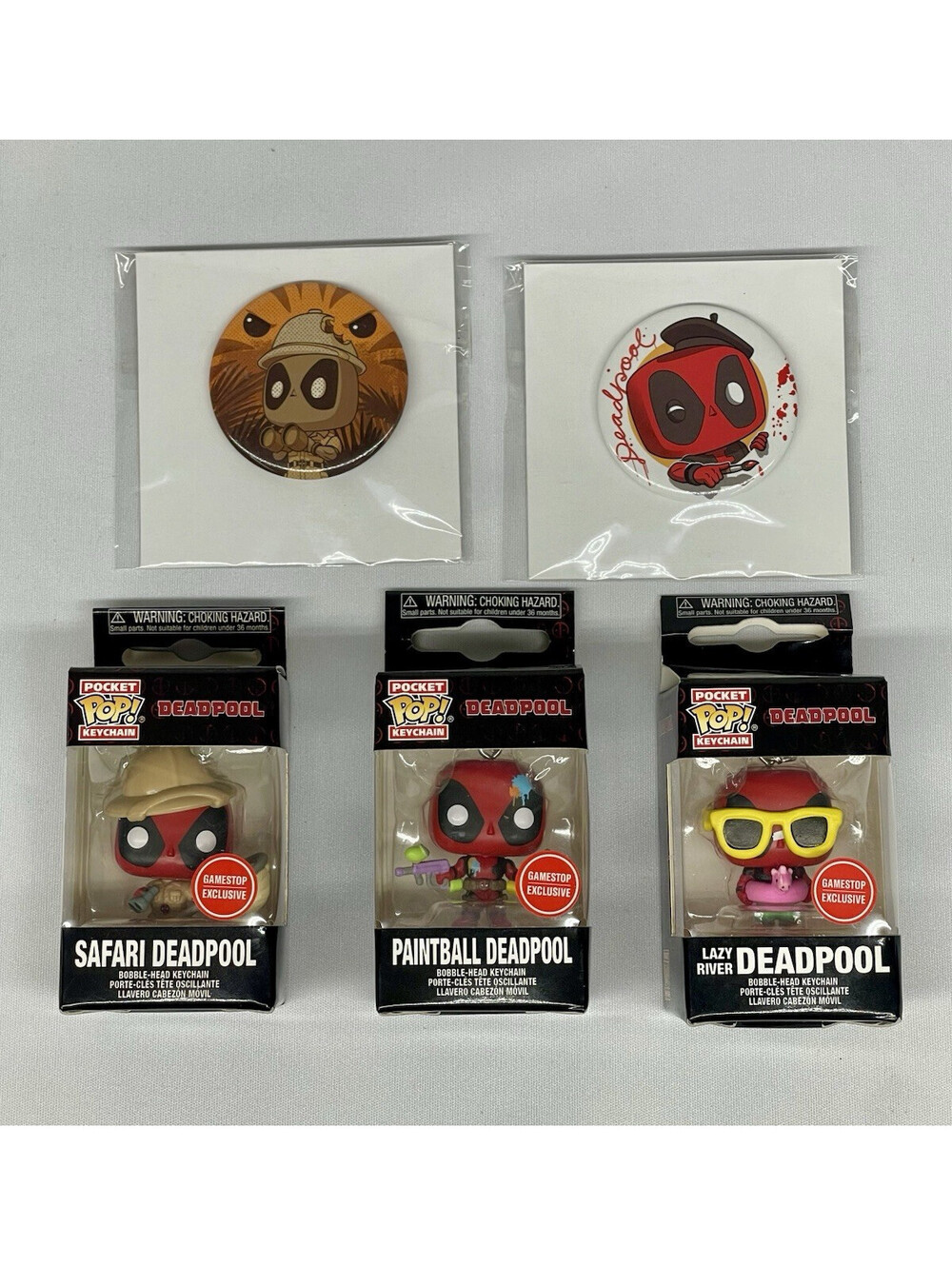 Funko Pocket Pop! Keychain Marvel Deadpool GameStop Exclusive Set of 3 (2021)